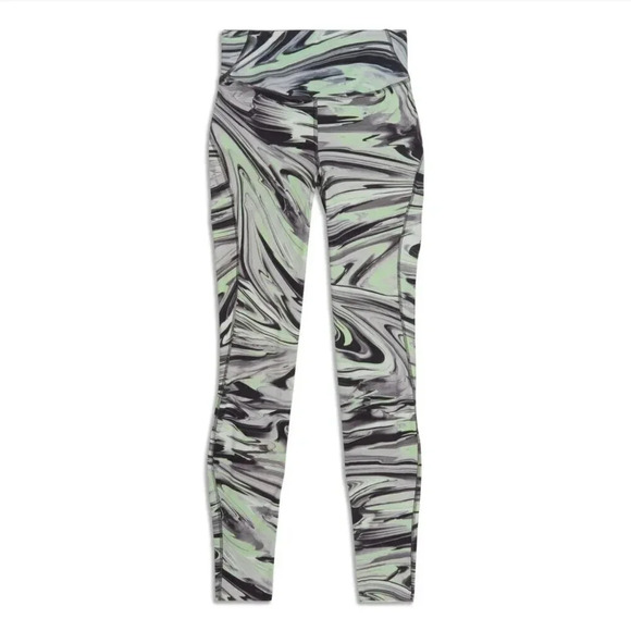 Lululemon Base Pace High Rise Tight Leggings Pants 25" Green Striped Size 6 - Picture 11 of 11